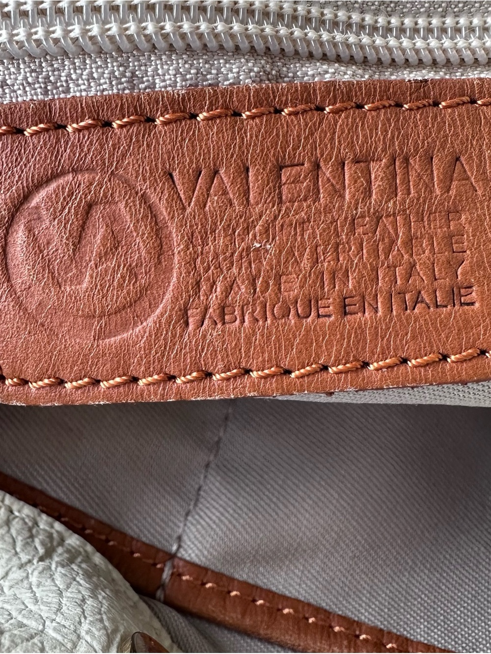 Valentino White Leather Crossbody with Tan Trim and Gold Hardware - Picture 3 of 9